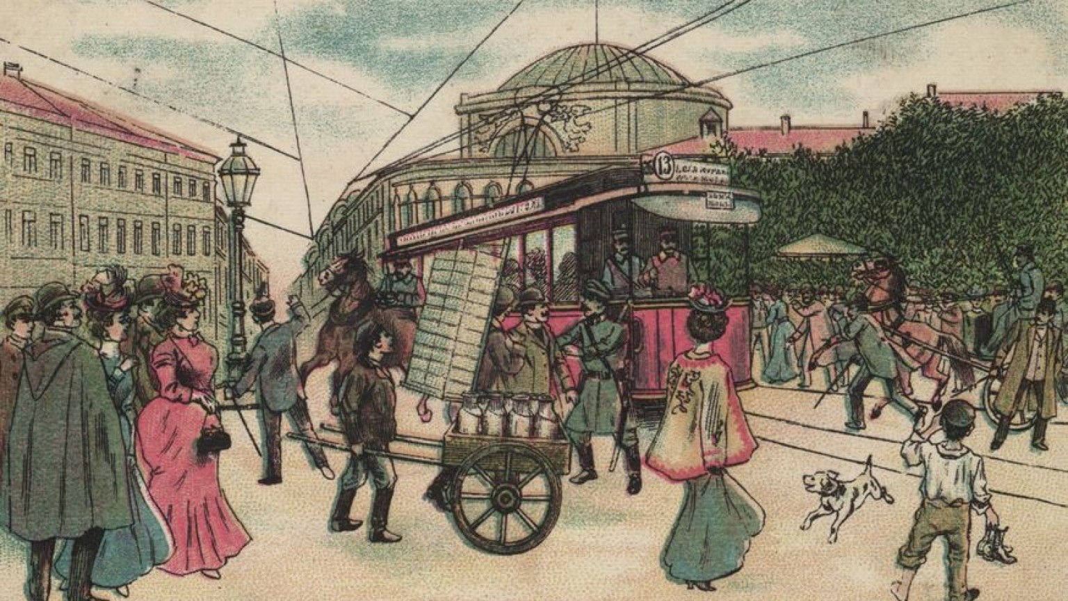 Blur dla zdjęcia do kartki: Pierwszy tramwaj elektryczny