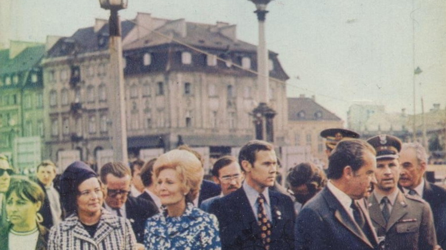 Zdjęcie dla kartki: Prezydent Nixon pod kolumną Zygmunta