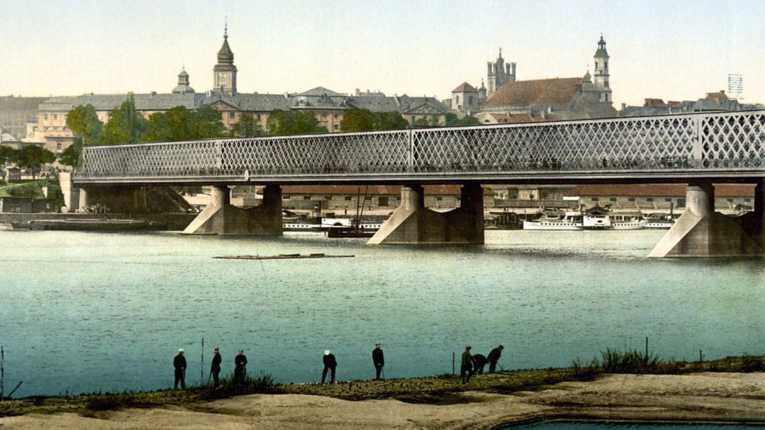 Blur dla zdjęcia do kartki: Otwarcie mostu Aleksandryjskiego (Kierbedzia)